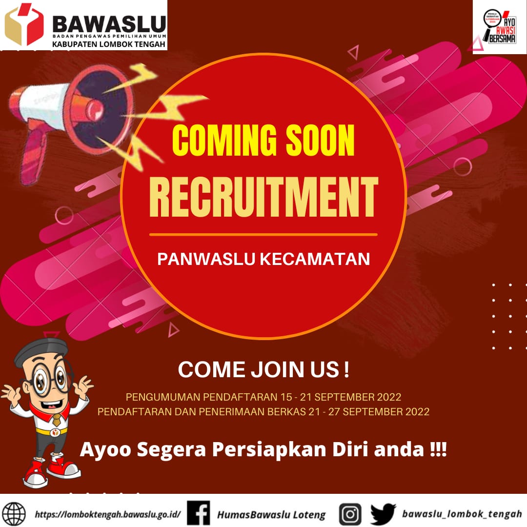 Bawaslu Loteng siap Rekrut Panwaslu Kecamatan pada Pemilu Serentak 2024