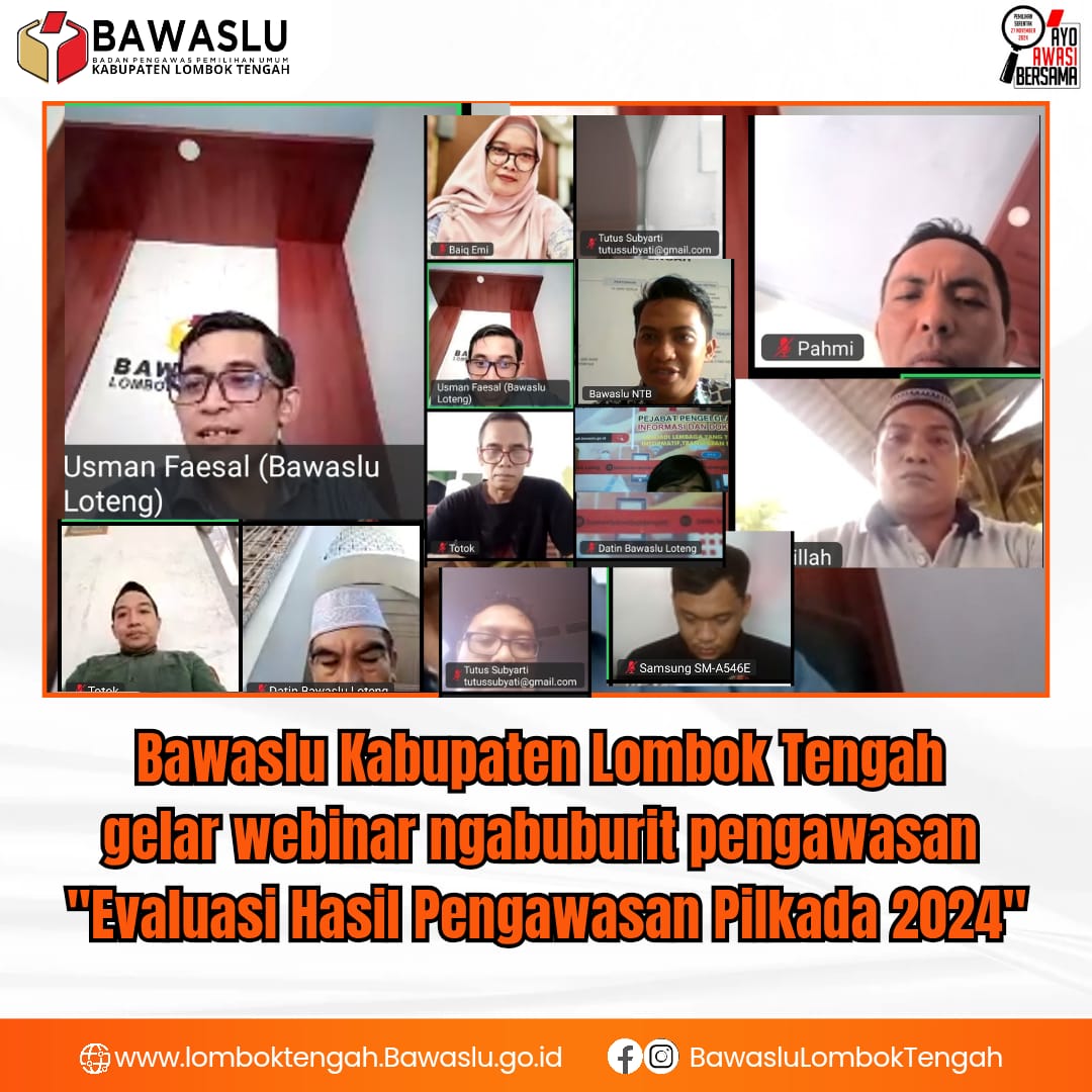 Melalui Webinar Ngabuburit Pengawasan Bawaslu Lombok Tengah Serukan Refleksi Penguatan Integritas Pemilu