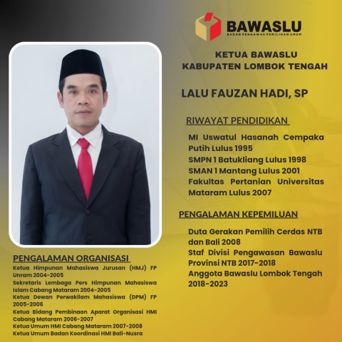 Ketua Bawaslu Kabupaten Lombok Tengah